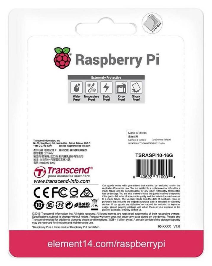 Raspberry Pi NOOBS MicroSD Cards Class 10, 16 GB