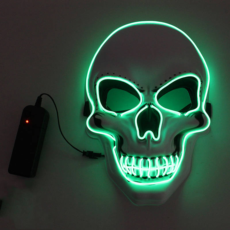 Neon LED Skull Mask - Green - Open Box