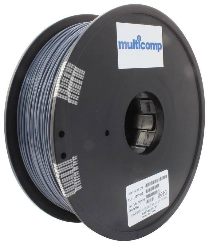 3D Printer Filament, PETG, 1.75 mm, Solid Grey, 250 °C Melting Temp