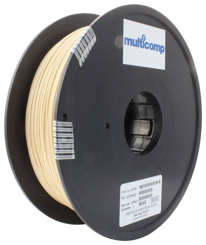3D Printer Filament, Wood, 1.75 mm, Natural, 220 °C Melting Temp