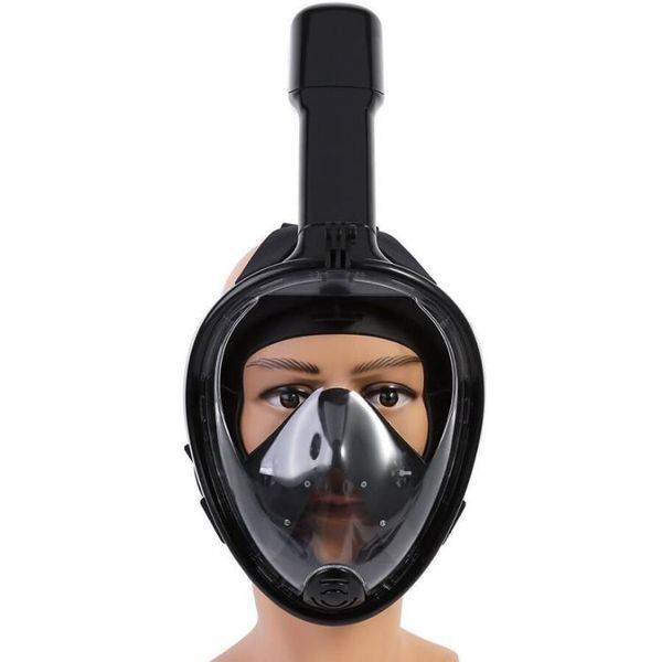 Luxury 180 Degrees View Full Face Snorkel Mask - Black (S-M)