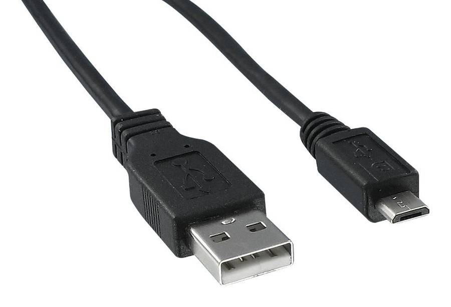 USB Cable, 1m, USB to Micro USB , Black, 3025030-03, Qualtek