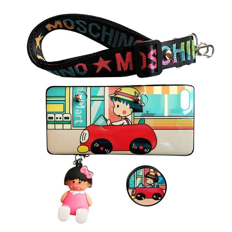DHAO-Chibi Maruko-chan Silicone Cellphone Case With Lanyard - iPhone 6 Plus