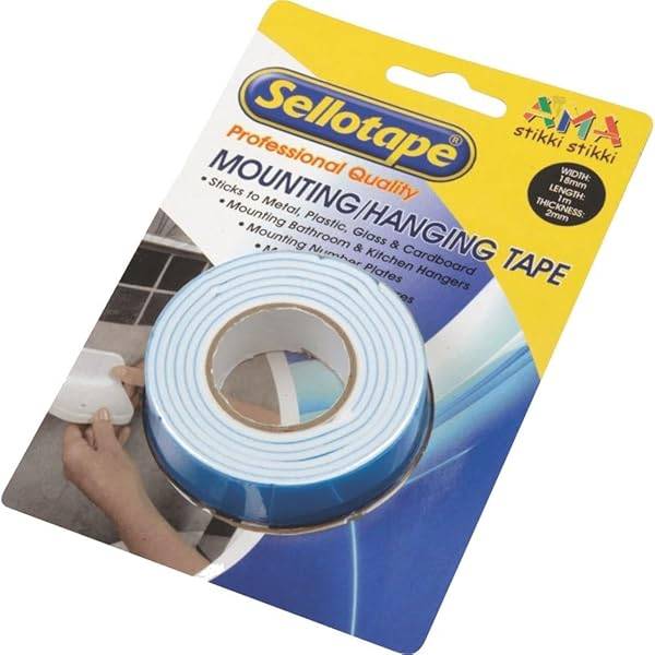 Sellotape Mounting Hanging Tape, 1 Meter x 2 mm x 18 mm Size