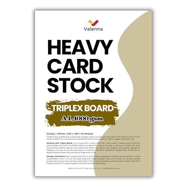 A4 Triplex Board 1000gsm  10 Pack Ultra Thick Ensocoat White Cardstock for Crafts, Packaging, ...