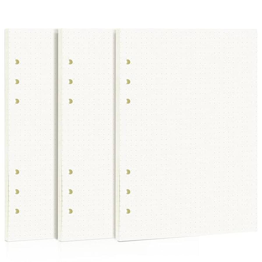 A5 Dotted Paper Refill, 3 Packs Binder Paper, Loose Leaf Paper Journal Refill Applicable To 6 Hol...