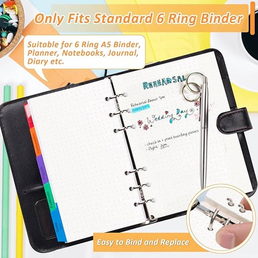 A5 Dotted Paper Refill, 3 Packs Binder Paper, Loose Leaf Paper Journal Refill Applicable To 6 Hol...