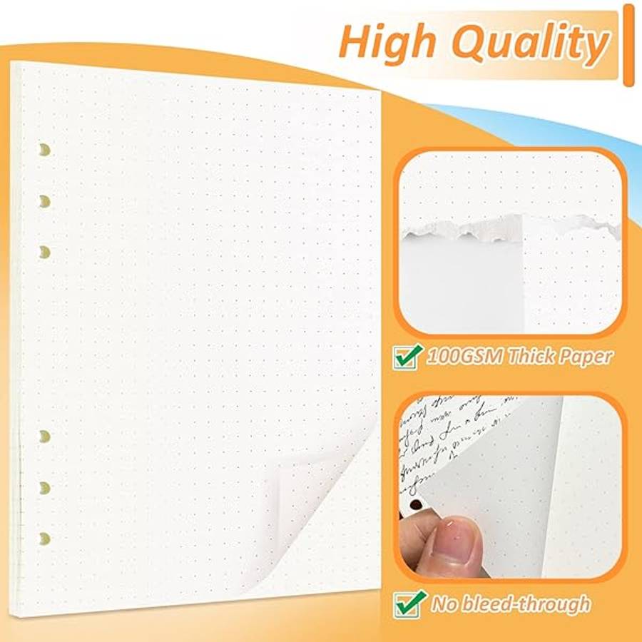 A5 Dotted Paper Refill, 3 Packs Binder Paper, Loose Leaf Paper Journal Refill Applicable To 6 Hol...