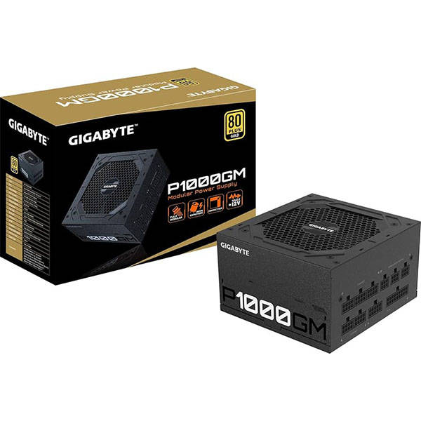 Gigabyte GP P1000GM1000W 80 Plus Gold Fully Modular Black Desktop Power Supply Preowned