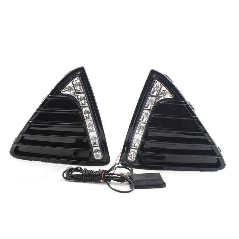 2X/Set Fit For Ford Focus 11-14 Front Bumper Grille with LED DRL Light Kit