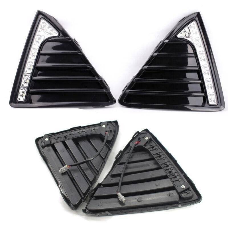 2X/Set Fit For Ford Focus 11-14 Front Bumper Grille with LED DRL Light Kit