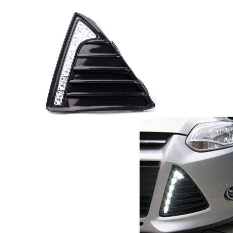 2X/Set Fit For Ford Focus 11-14 Front Bumper Grille with LED DRL Light Kit