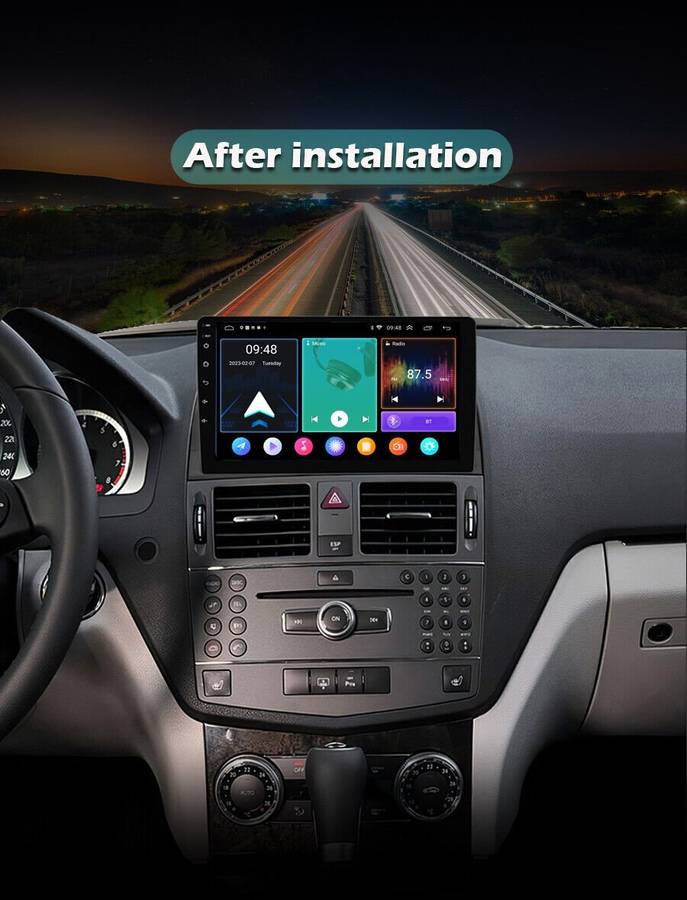 9" Android 12 CarPlay Car Stereo Radio GPS For Mercedes Benz C Class W204 S204