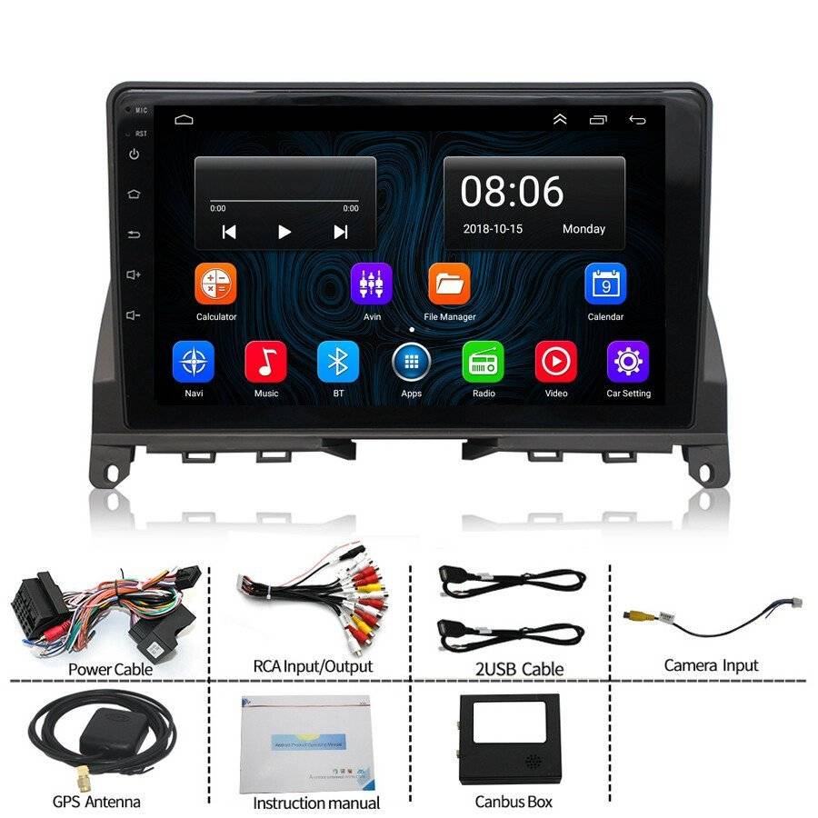 9" Android 12 CarPlay Car Stereo Radio GPS For Mercedes Benz C Class W204 S204