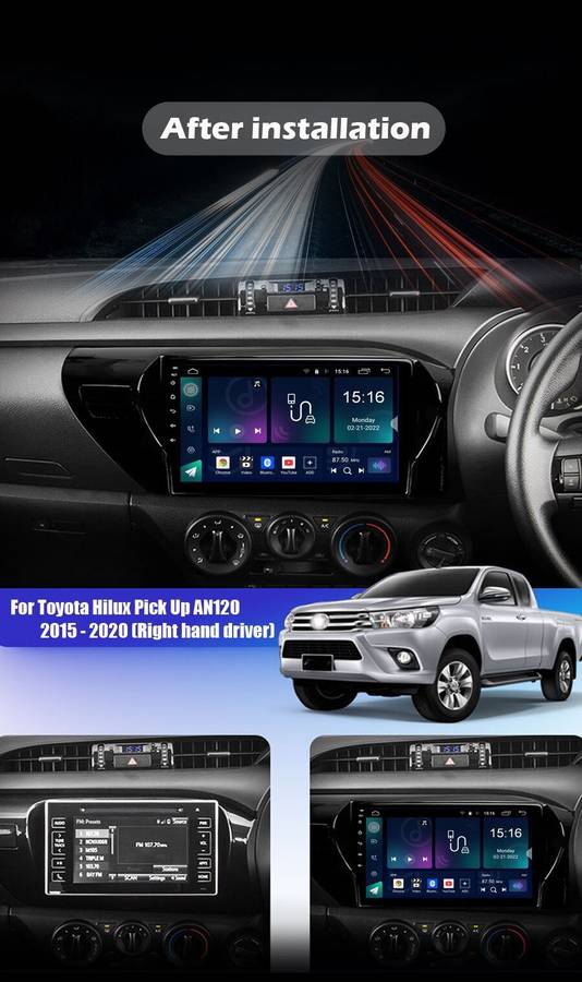 10" Android13 CarPlay Car Stereo Radio For Toyota Hilux 2015-22020 Head Unit GPS