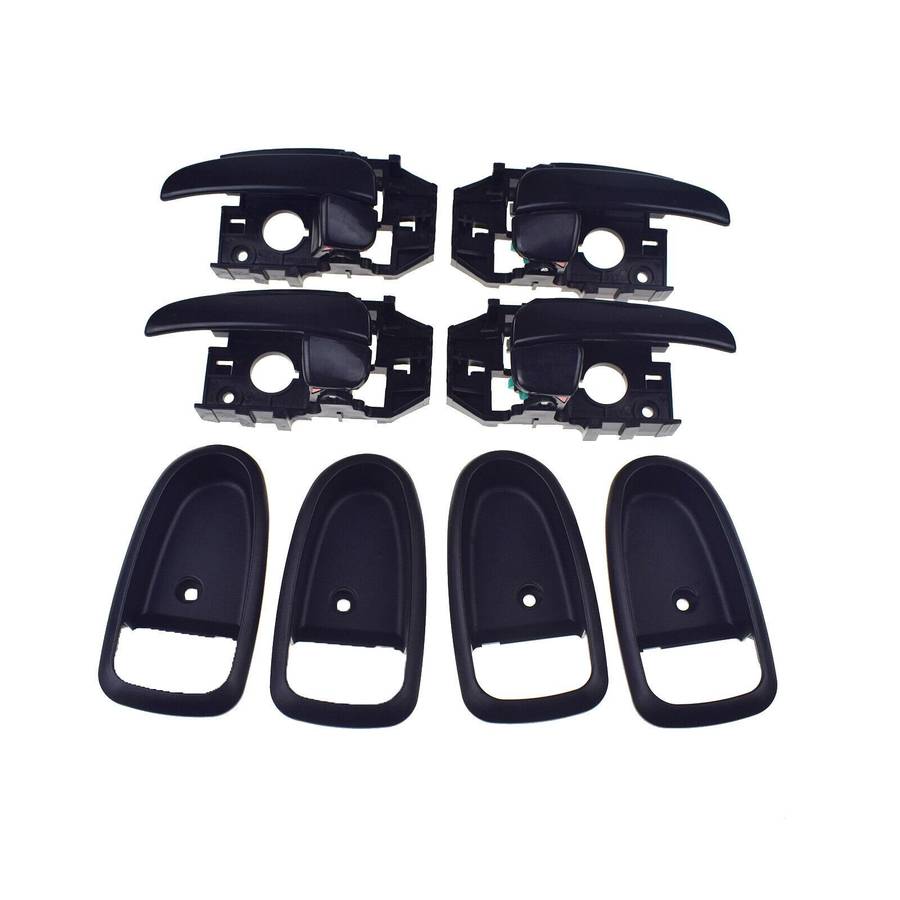 Set of 4 Interior Door Handles &amp; Bezel Trim Black For Hyundai Elantra 2001-2006