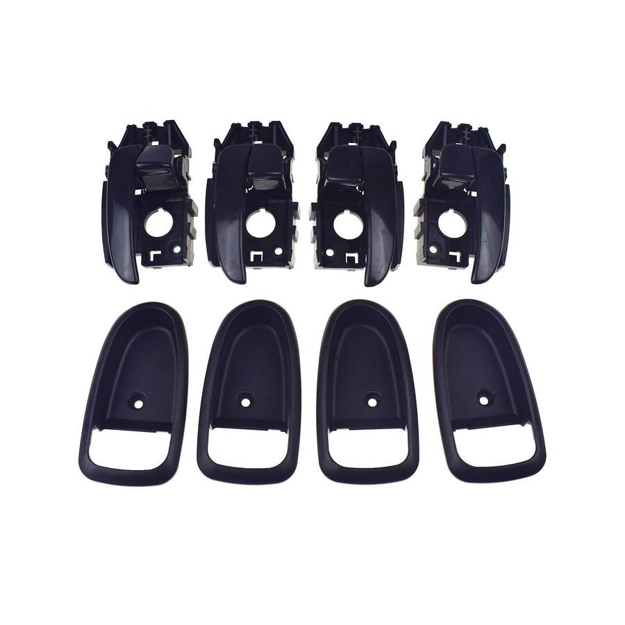 Set of 4 Interior Door Handles &amp; Bezel Trim Black For Hyundai Elantra 2001-2006
