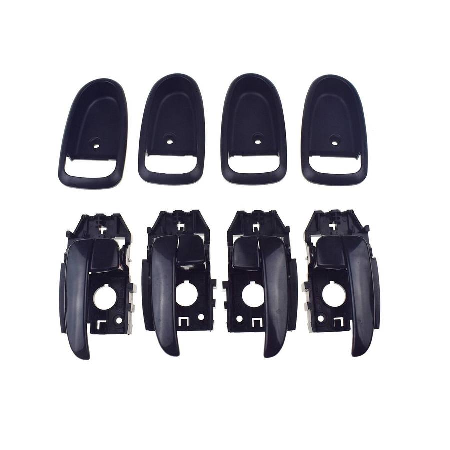 Set of 4 Interior Door Handles &amp; Bezel Trim Black For Hyundai Elantra 2001-2006