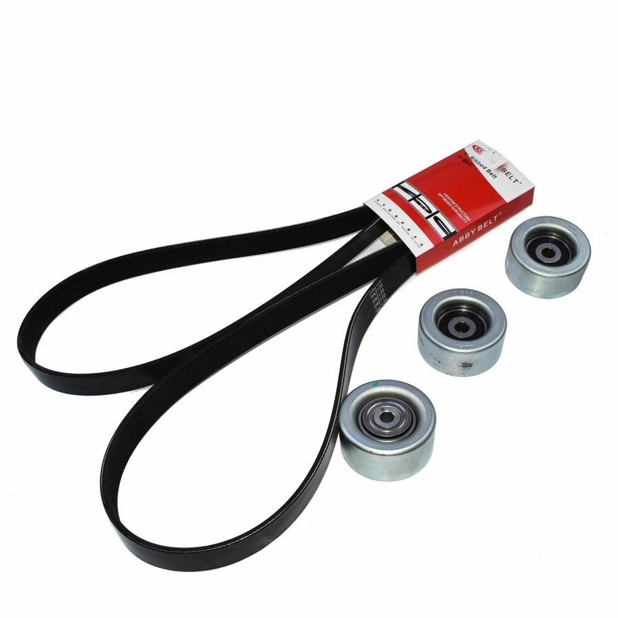 Serpentine Drive Belt &amp; 3Pcs Idler Pulley Kit For Toyota Sienna 2007-10 V6 3.5L