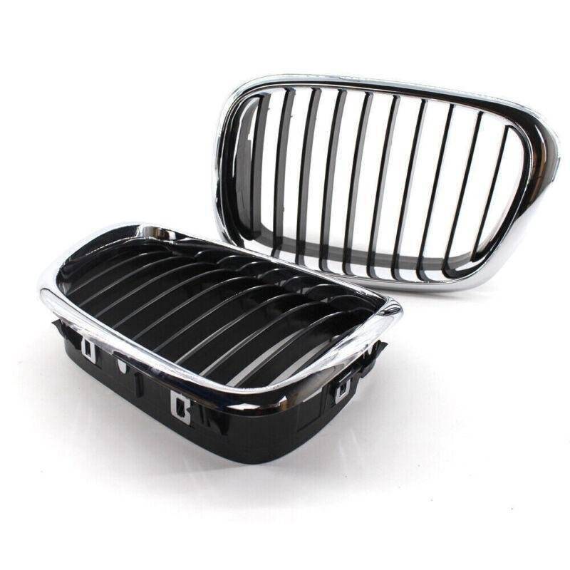 Pair of Half Chrome Front Kidney Grille fit for BMW E39 5 Series 1999-2003