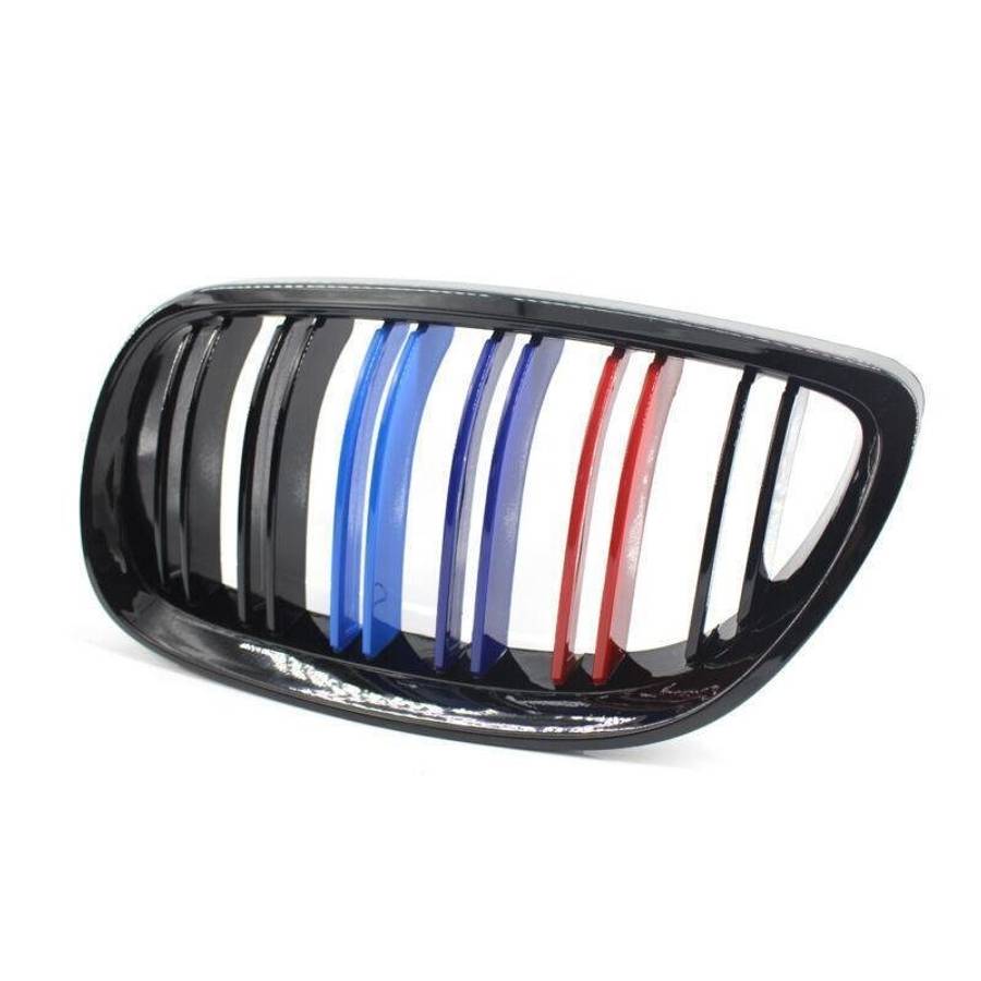 2X/Set Shiny Black Dual Slat M Look Grille for BMW E92 E93 2DR 06-10 Mesh Grill