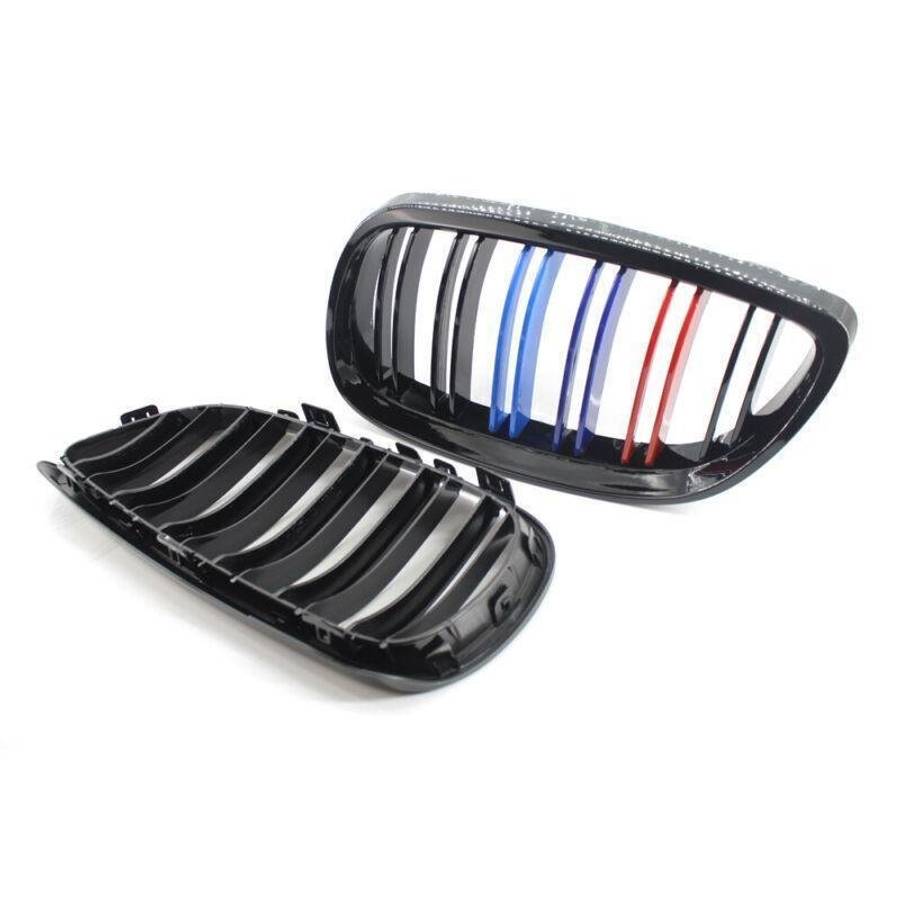 2X/Set Shiny Black Dual Slat M Look Grille for BMW E92 E93 2DR 06-10 Mesh Grill