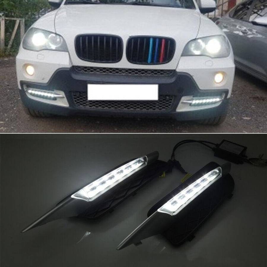 LED DRL Daytime Running Fog Light Lamps Fit For BMW X5 E70 2007-2010