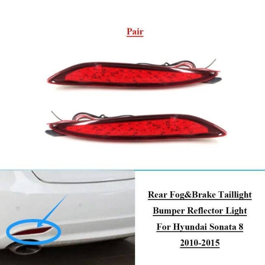 Rear Brake Taillight Bumper Reflector Light For Hyundai Sonata 8 10-15 Pair