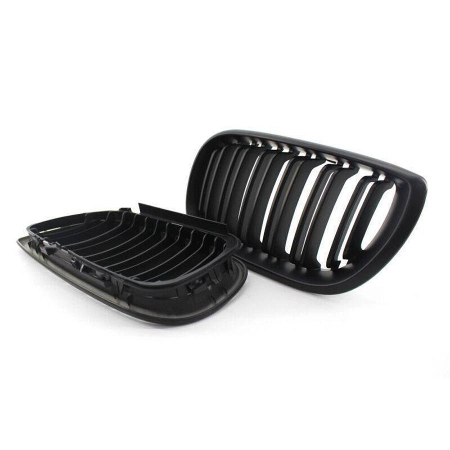 Matte Black Double Slat Front Kidney Grilles Fit For BMW E46 4D 02-05