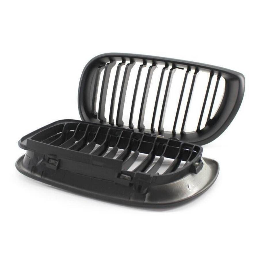 Matte Black Double Slat Front Kidney Grilles Fit For BMW E46 4D 02-05