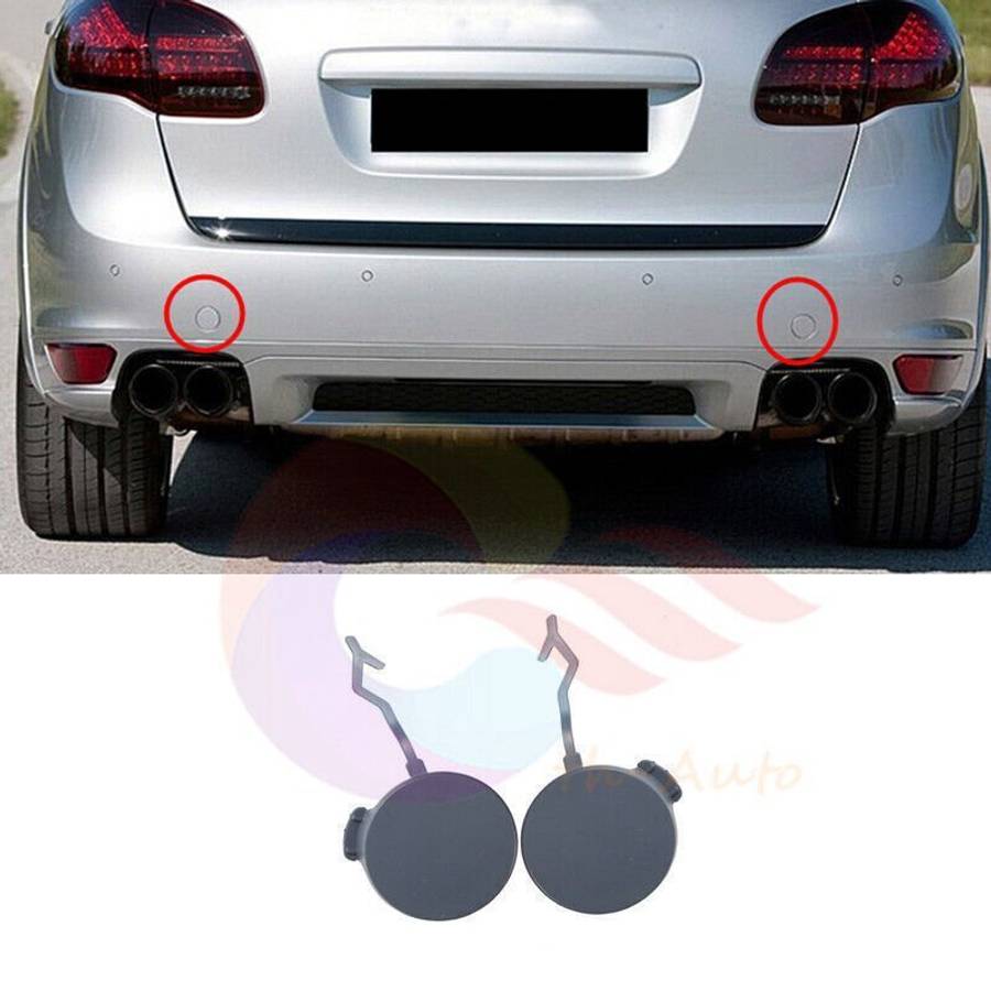 LH + RH Unpainted Rear Bumper Tow Hook Cover Cap For Porsche Cayenne 92A 11-14