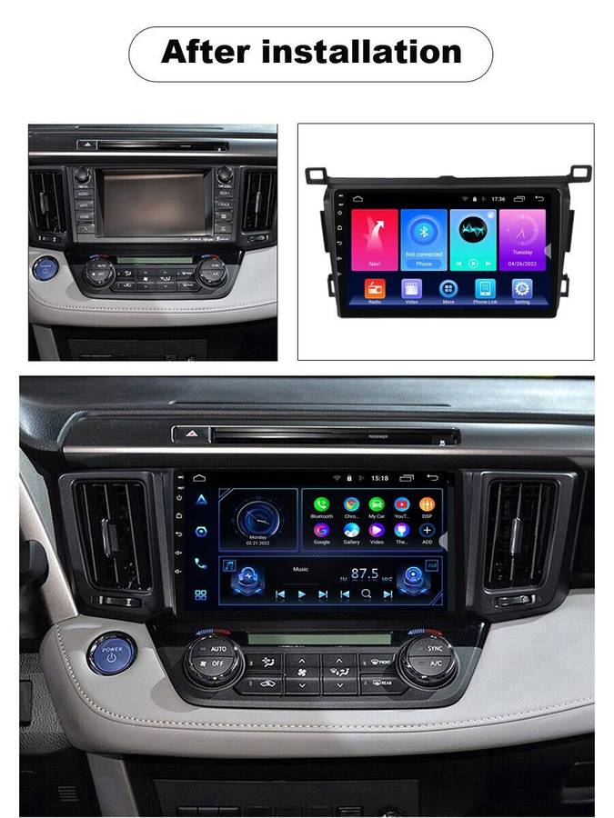 for Toyota RAV4 2013-2018 Touch Screen Car Multimedia Radio GPS Android12 Stereo
