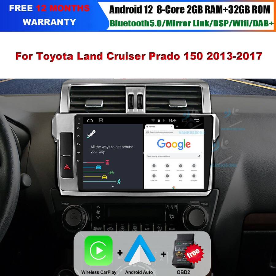 CarPlay Autoradio GPS Navigation DAB For Toyota Land Cruiser Prado 150 2013-2017