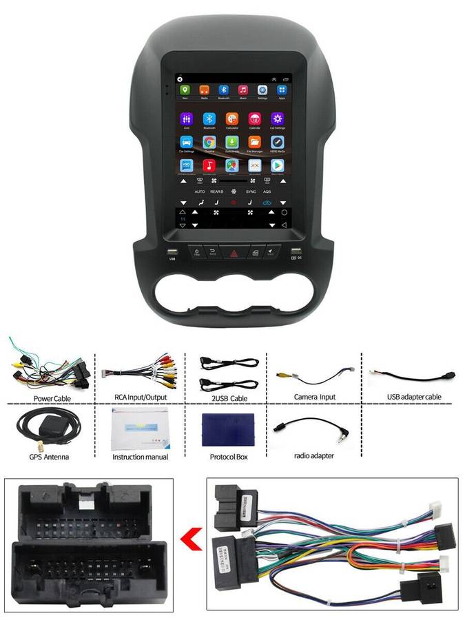 9.7" Touch Screen Andrid 11 BT Car Stereo GPS Sat Nav For Ford Ranger 2011-2016