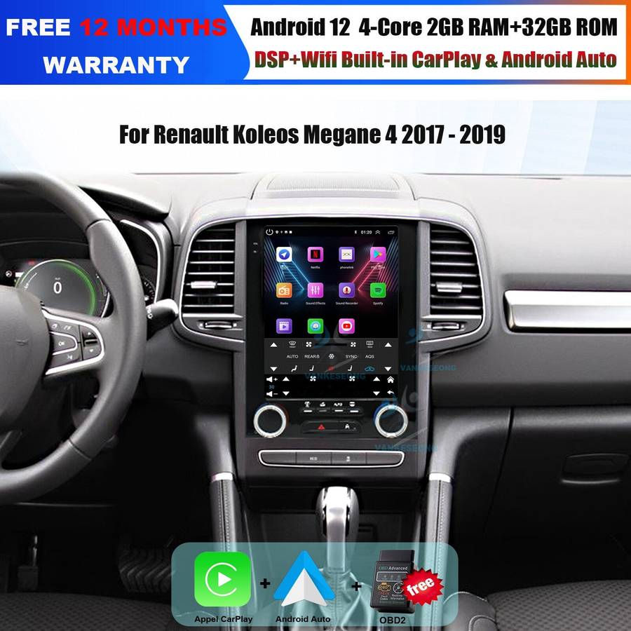 For Renault Megane 4 Koleos 2017-2019 Android Autoradio CarPlay GPS DAB+ Sat Nav