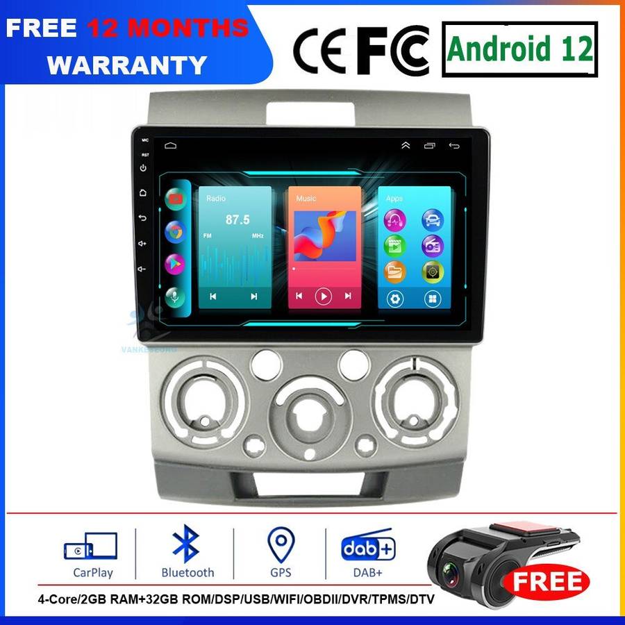 For Ford Ranger 2006-2011 Car Stereo Android 12 9"DAB+Radio GPS Head Unit SatNav