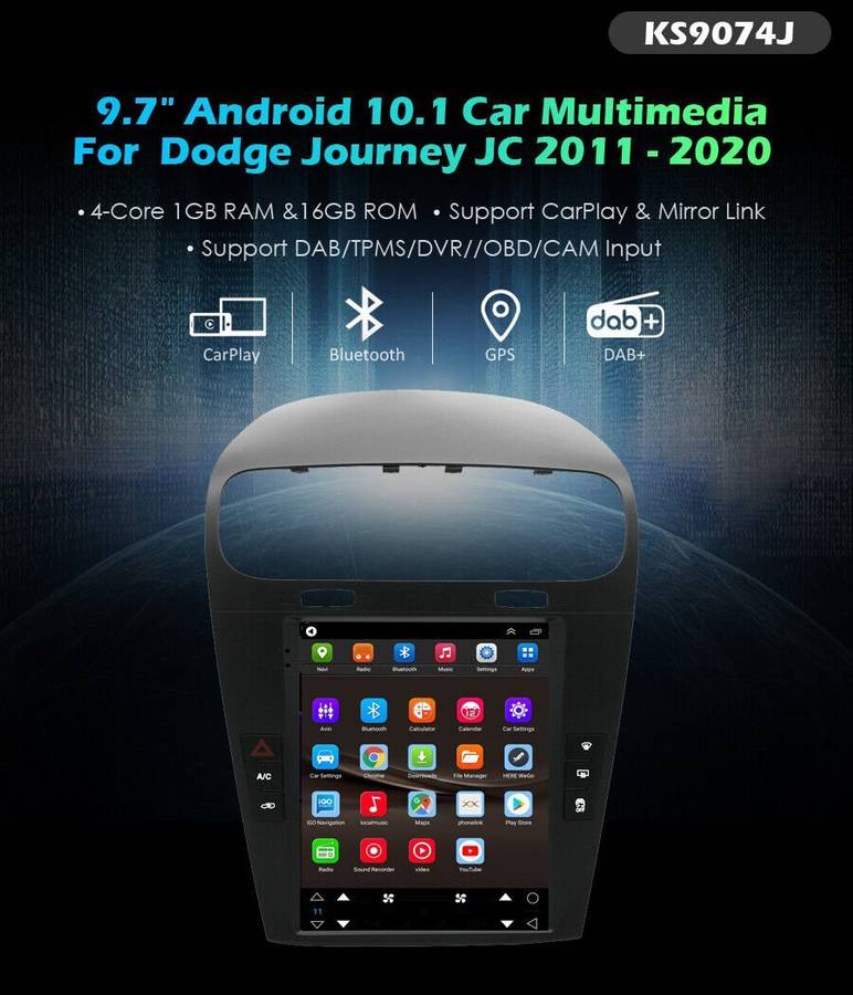 9.7" Touch Screen Car Radio For Dodge Journey 2011-2020 Android 11 Wifi Sat Nav