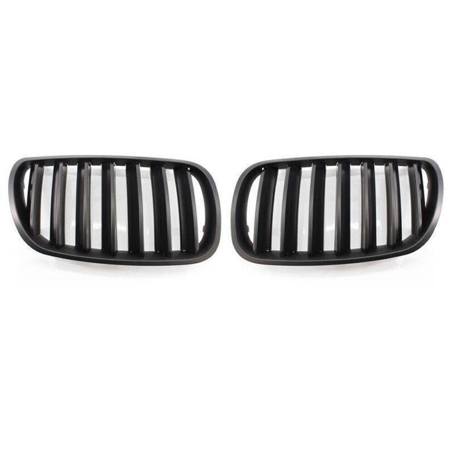 Pair ABS Matte Black Front Kidney Hood Grille Grill For BMW E83 X3 LCI 07-10