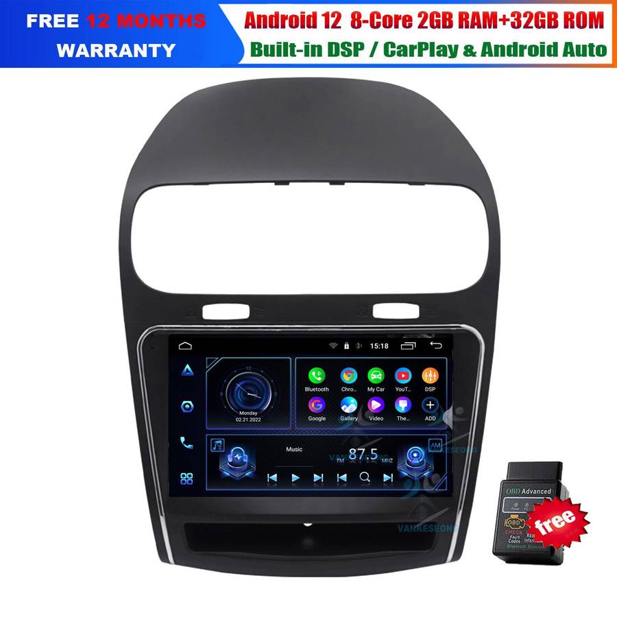 For Fiat Freemont 2011-2020 CarPlay Android Auto Head Unit FM Radio Stereo GPS