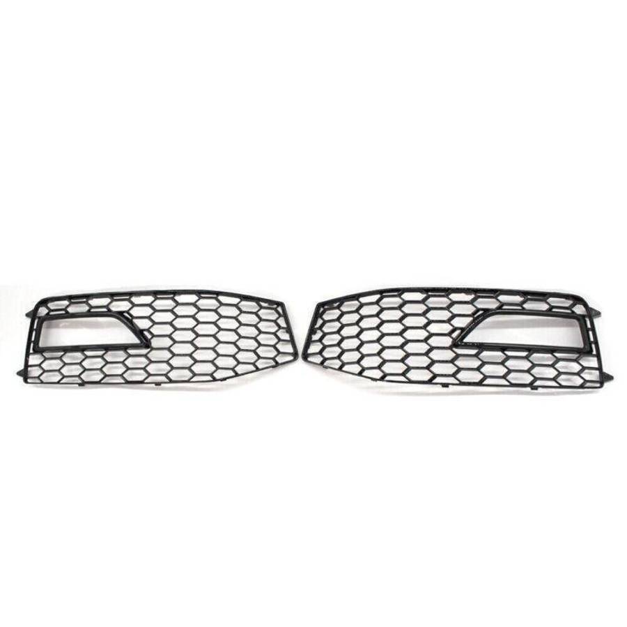 Shiny Black Front Bumper Fog Lights Grilles For Audi A4 S-Line S4 B8.5 13 - 15