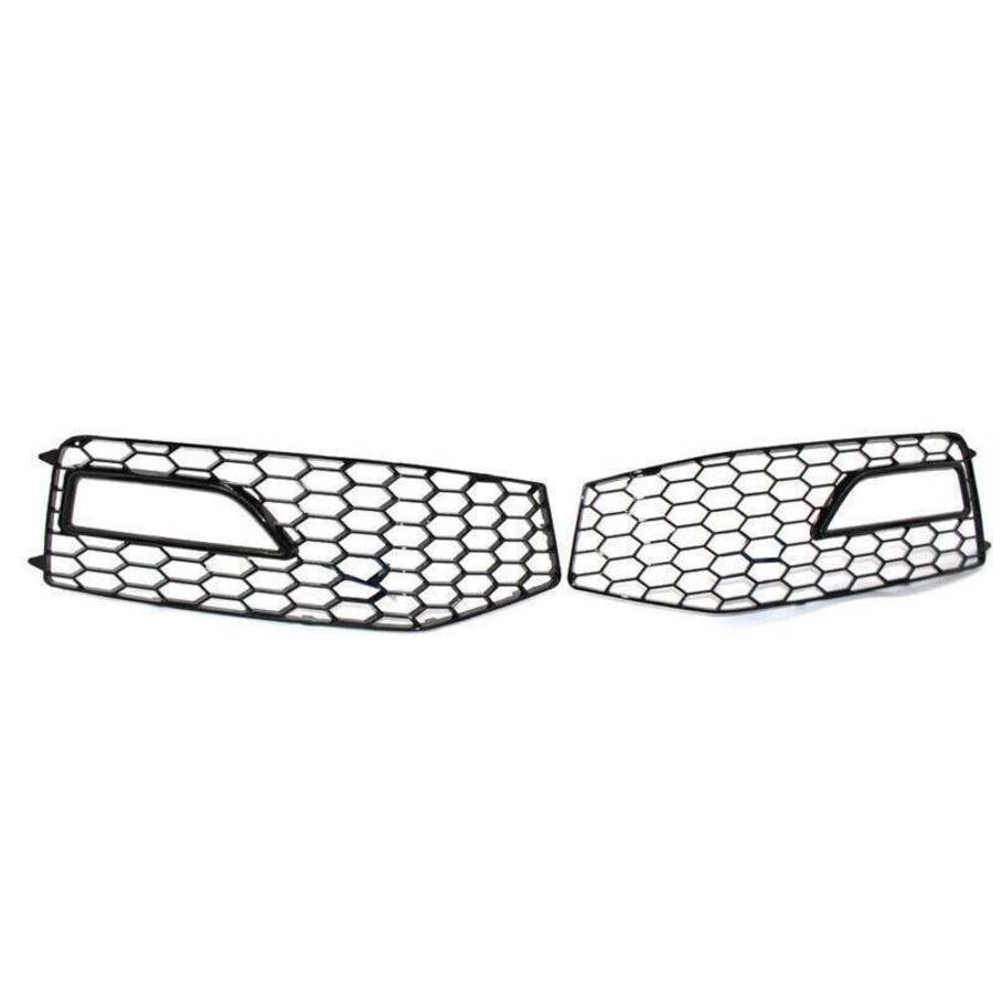 Shiny Black Front Bumper Fog Lights Grilles For Audi A4 S-Line S4 B8.5 13 - 15