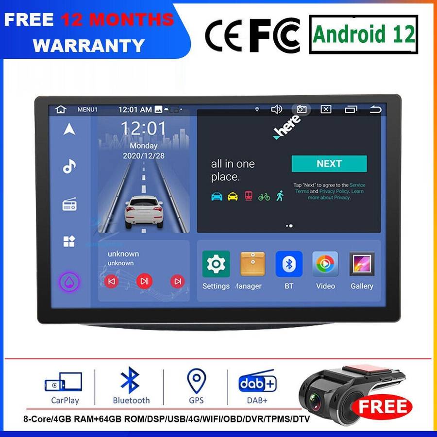 13.3"Android 12 CarPlay Head Unit GPS SatNav DAB+BT For Mercedes Smart 2015-2018