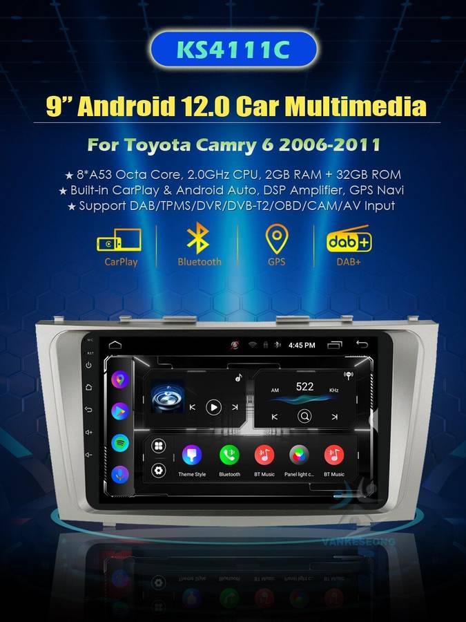 CarPlay For Toyota Camry 2006-2011 Android Autoradio GPS Navigation BT DAB+ Wifi
