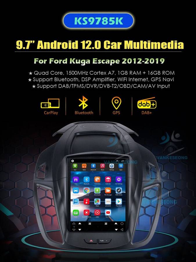 9.7" Android12 DAB+ Autoradio Wifi GPS Navigation For Ford Kuga Escape 2012-2019