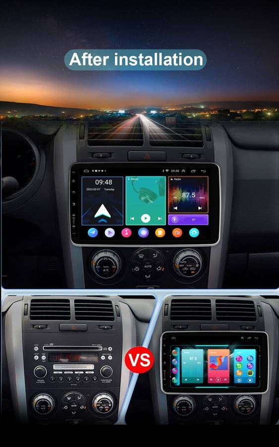 Double Din Car Stereo with Screen Android 12 BT CarPlay GPS Navigation Head Unit
