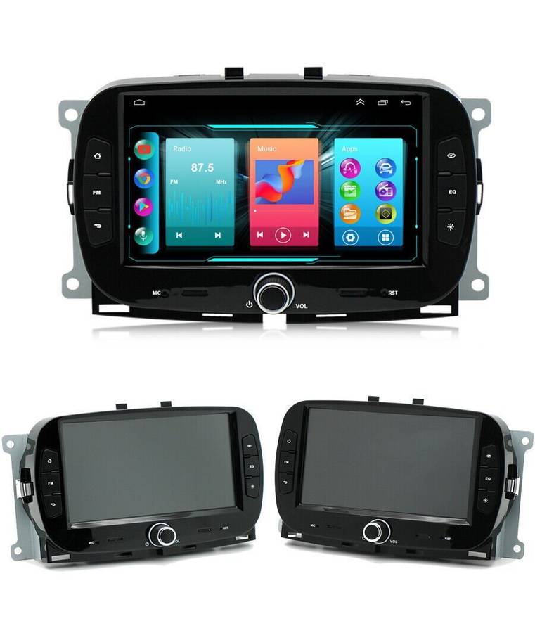 7" 32GB Android 12 Head Unit BT CarPlay Sat Nav GPS Radio For Fiat 500 2016-2019