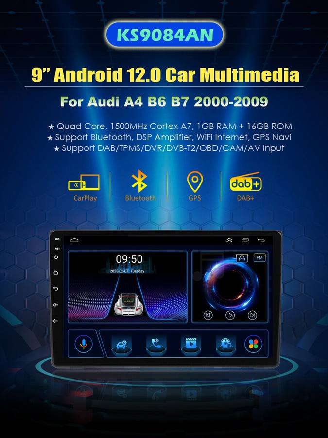 9" Car Radio For AUDI A4 S4 B6 B7 2002-2009 Touchscreen Head Unit GPS Navigation