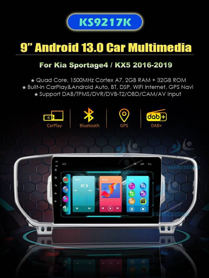For Kia Sportage 4 QL 2016-2019 Car Radio Multimedia Video Navigation GPS Stereo