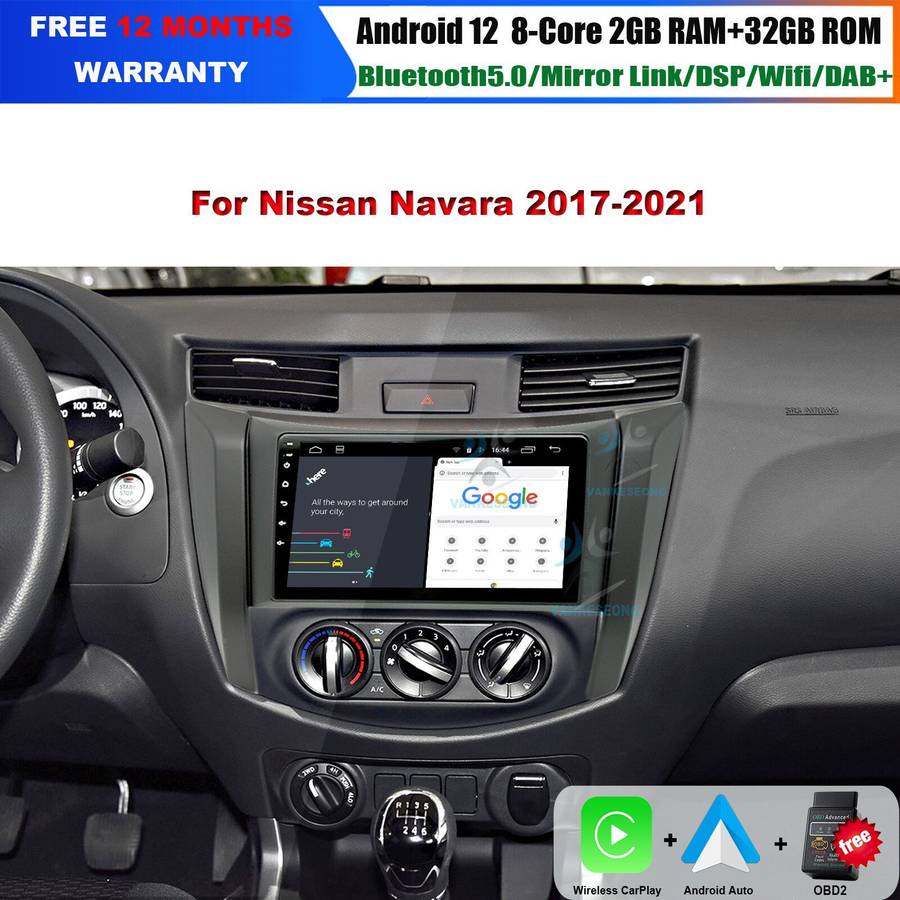 9" CarPlay Android Auto Radio For Nissan Navara 2017-2021 WIFI Stereo GPS SatNav