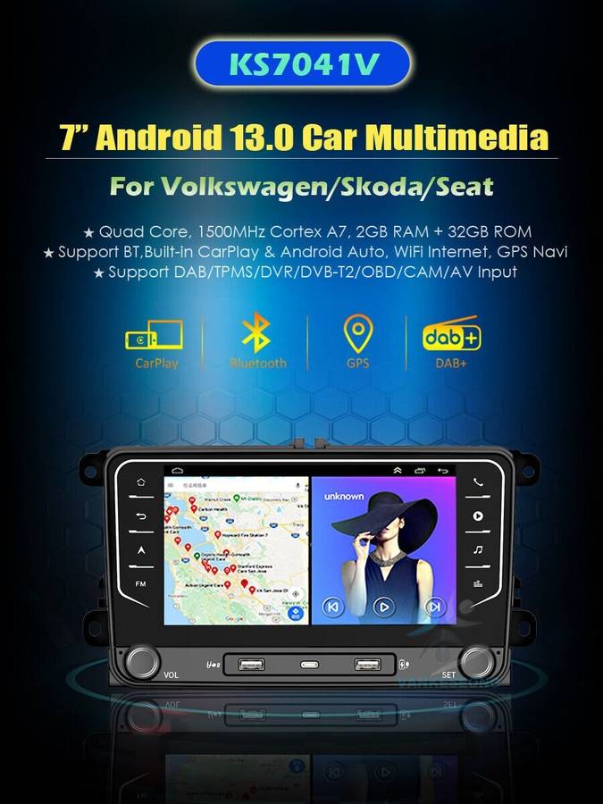 Android Auto CarPlay Radio GPS SatNav For VW Tiguan Touran Sharan Bora Head Unit
